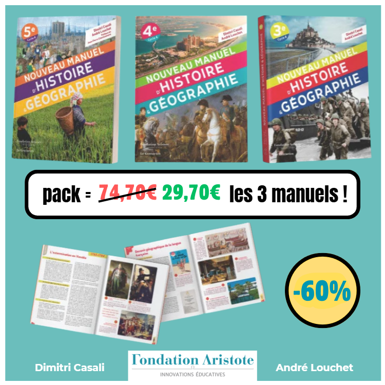 Pack 3 nouveaux manuels d'histoire-géographie (5e/4e/3e) pour le prix d'un !